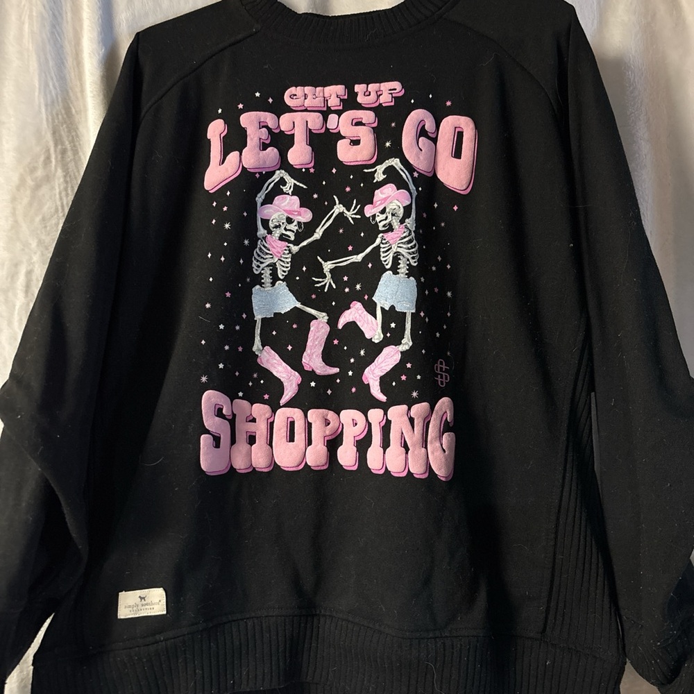 Simply Southern Black Sweater with Pink Graphic